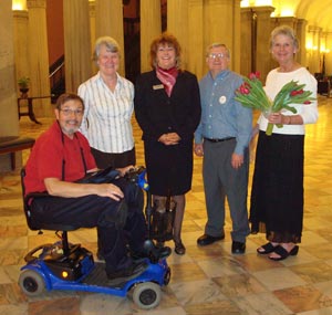 Photo of people at SC State House and waiting for ceremony to start