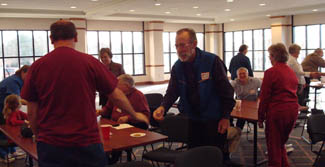 Shaking hands and greeting at Dec 2008 meeting
